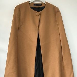 Zara long camel cape coat